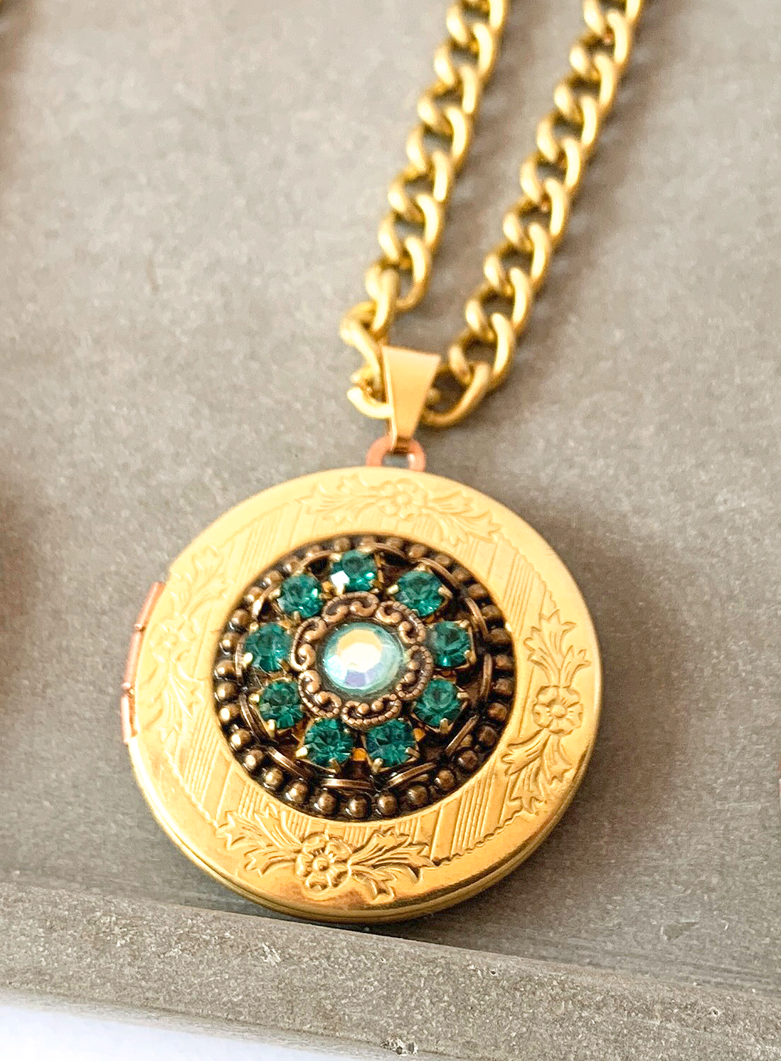 Collar Colgante Relicario Joya Turquesa
