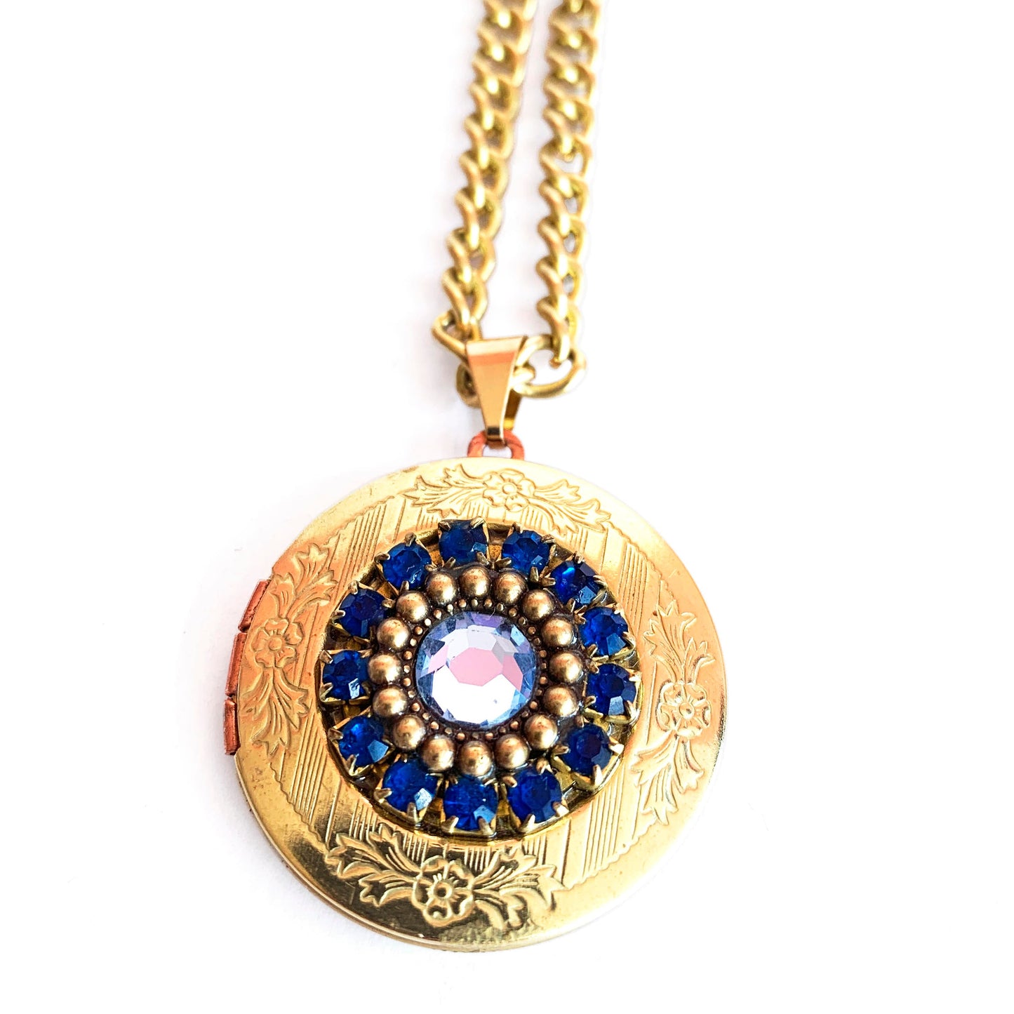 Collar Colgante Relicario Joya Azul