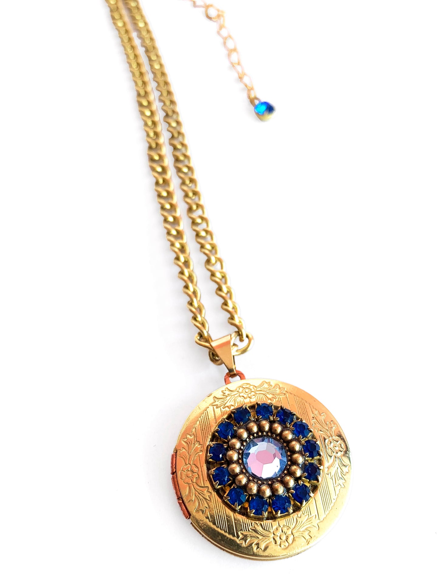 Collar Colgante Relicario Joya Azul