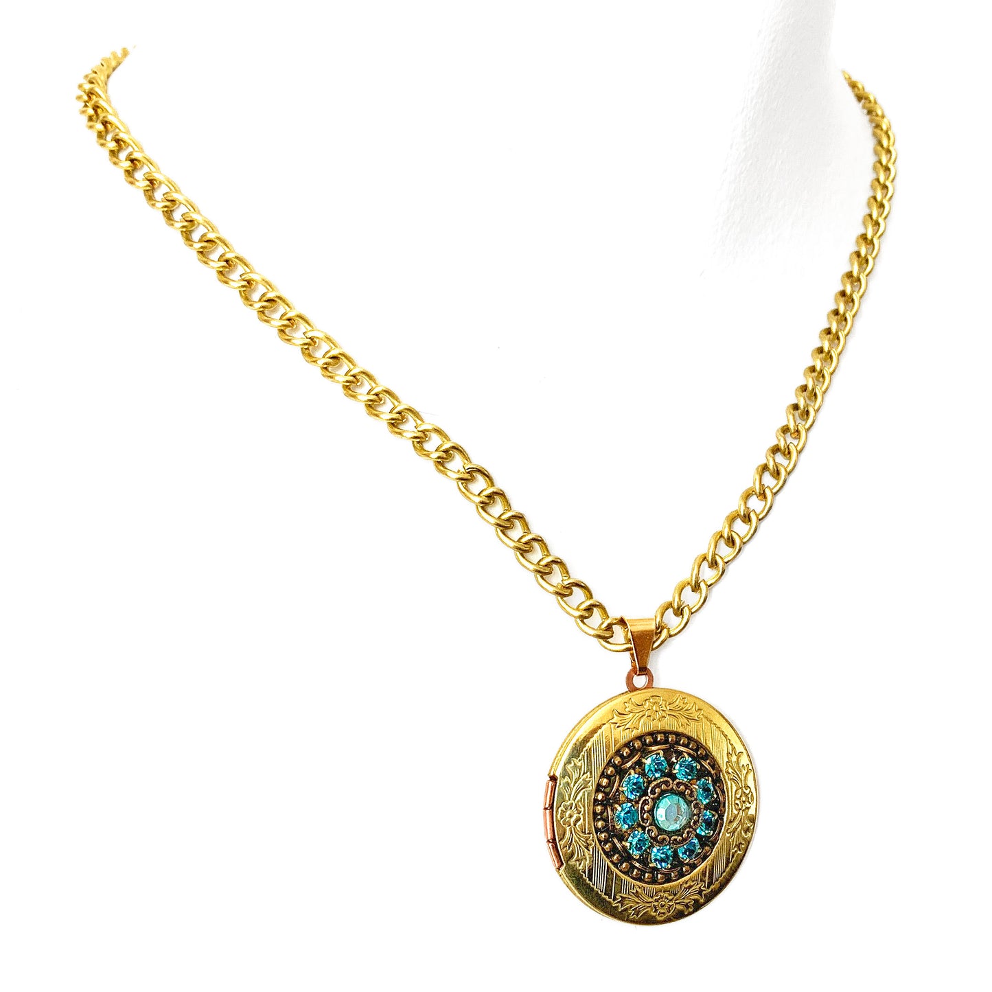 Collar Colgante Relicario Joya Turquesa