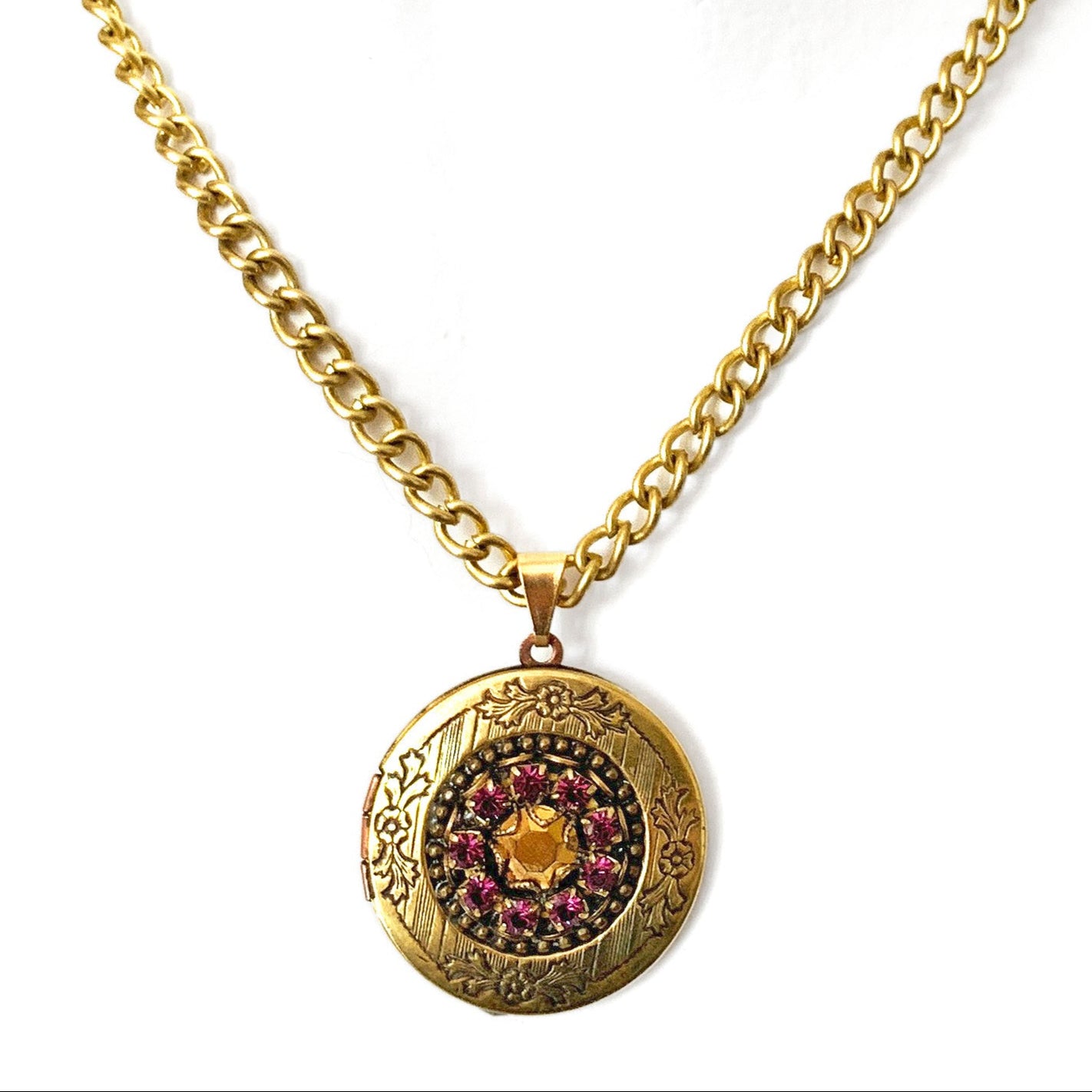 Purple Jewel Locket Pendant Necklace