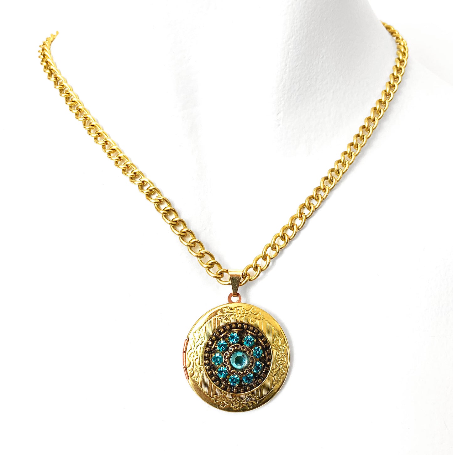 Collar Colgante Relicario Joya Turquesa