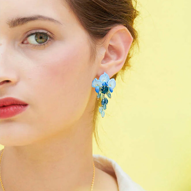 Pendientes Glicina y Cristal Facetado Azul Les Nereides - NUEVO-