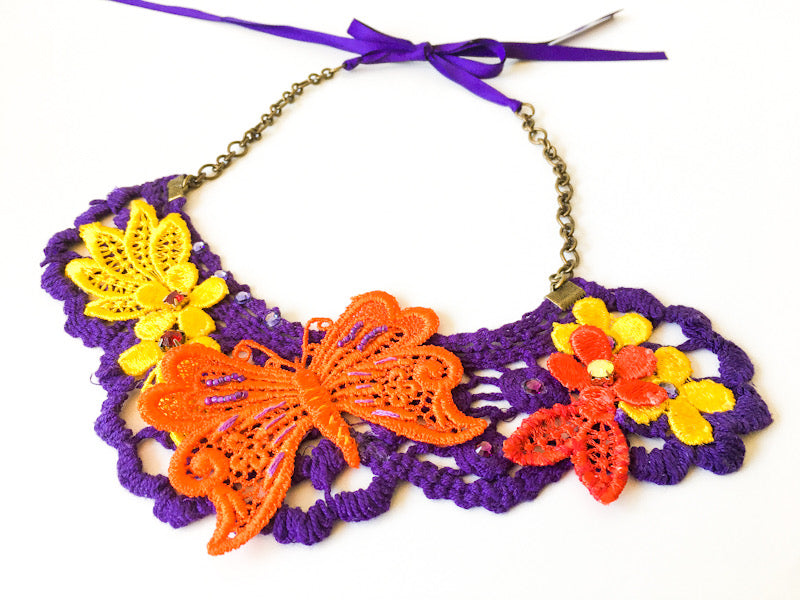 Spring in Bloom Textile Necklace - SALE -
