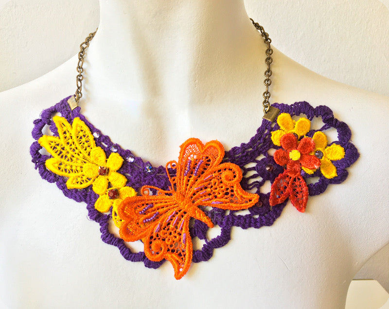 Spring in Bloom Textile Necklace - SALE -