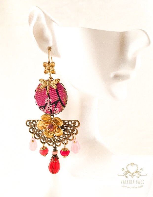 Maxi Fan and Cherry Blossom Earrings