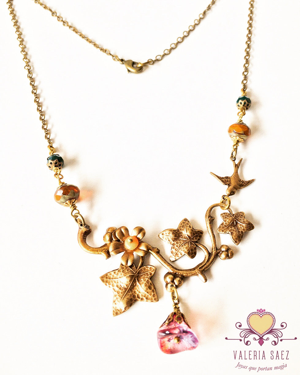 Swallows and Flowering Branch Necklace