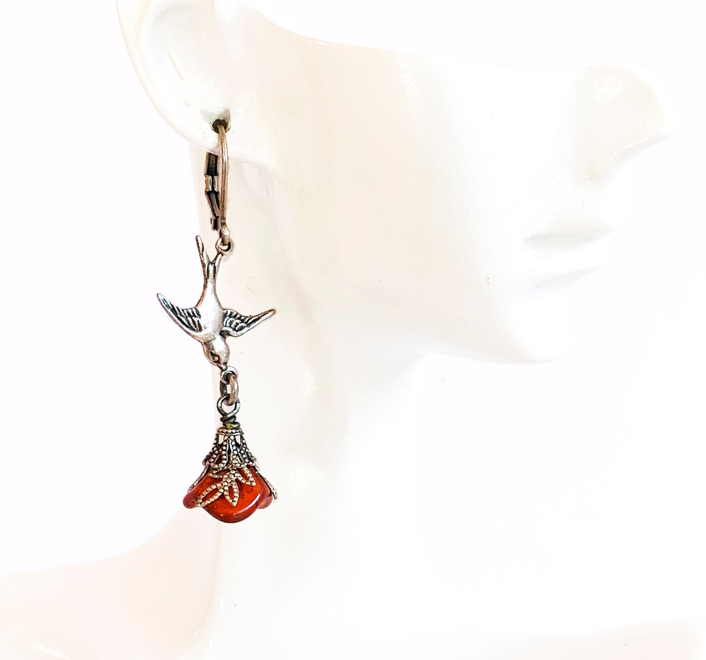 Swallow and Bell Flower Earrings