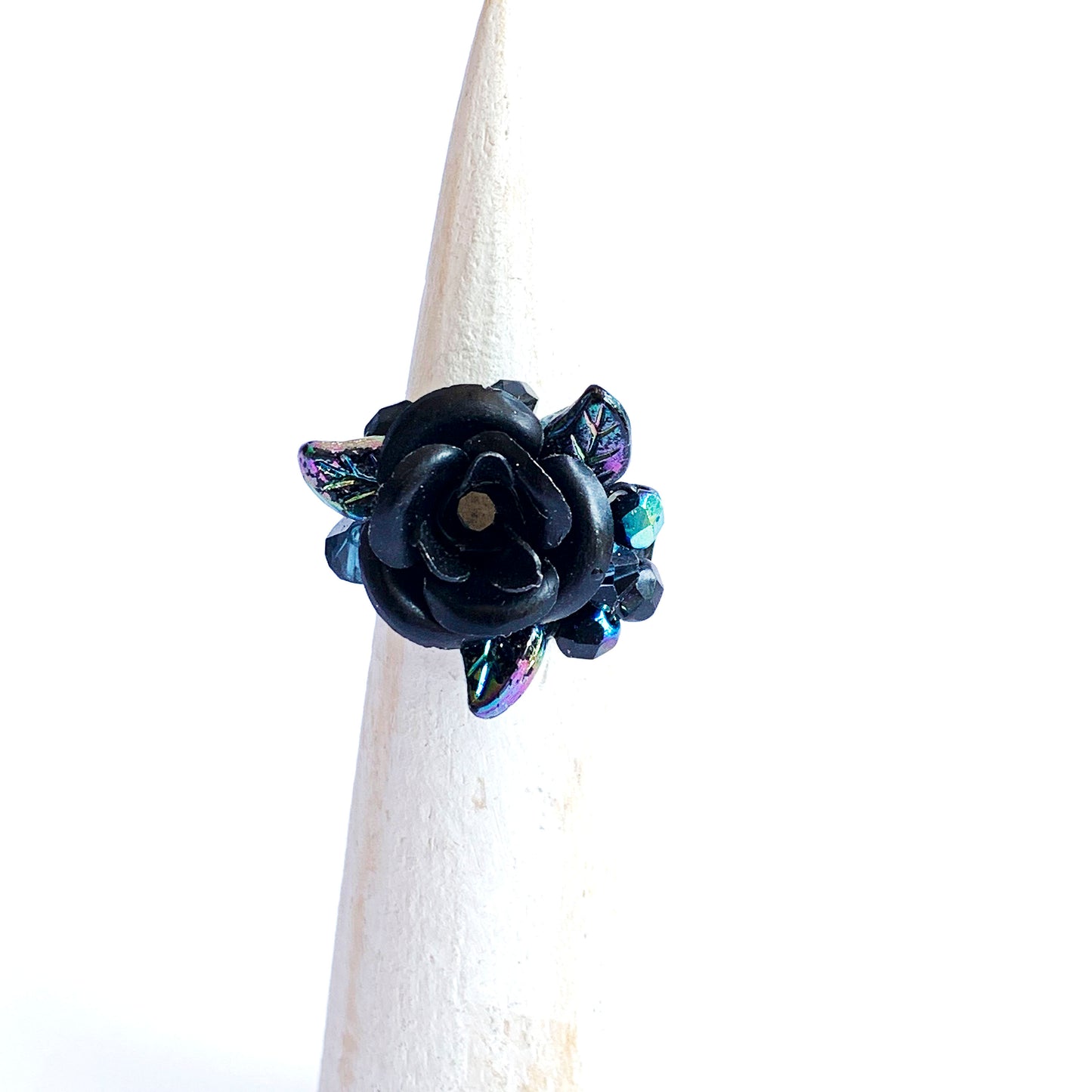 Anillo Rosa Negra Solitaria