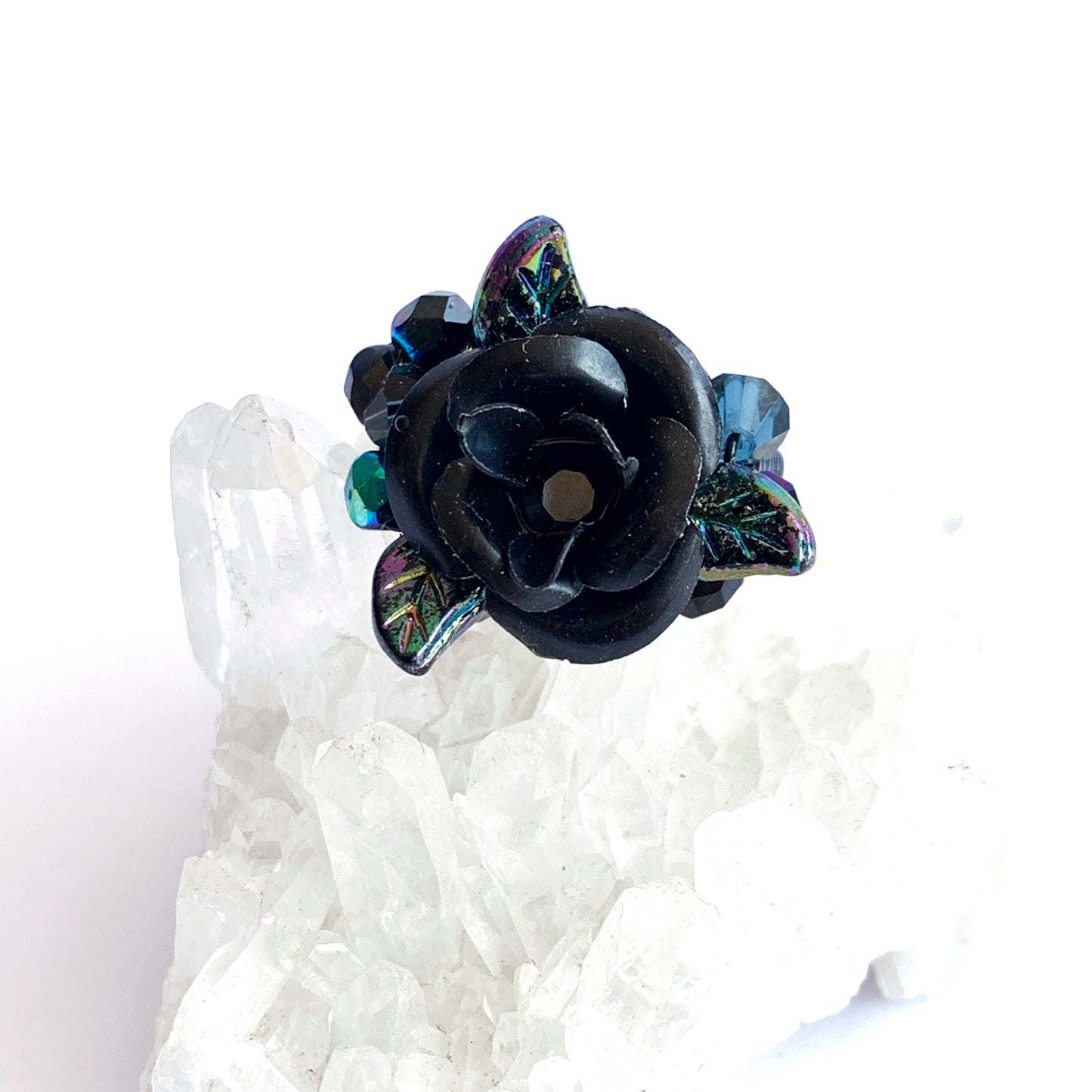 Anillo Rosa Negra Solitaria