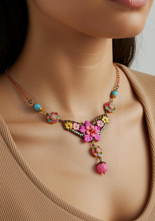Rose d’Époque – Collar Floral Vintage con Cristales Swarovski