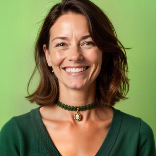 Collar Choker Camafeo Lady verde