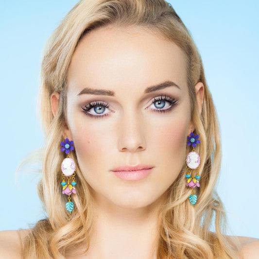 Pendientes Lineales Camafeo Violet