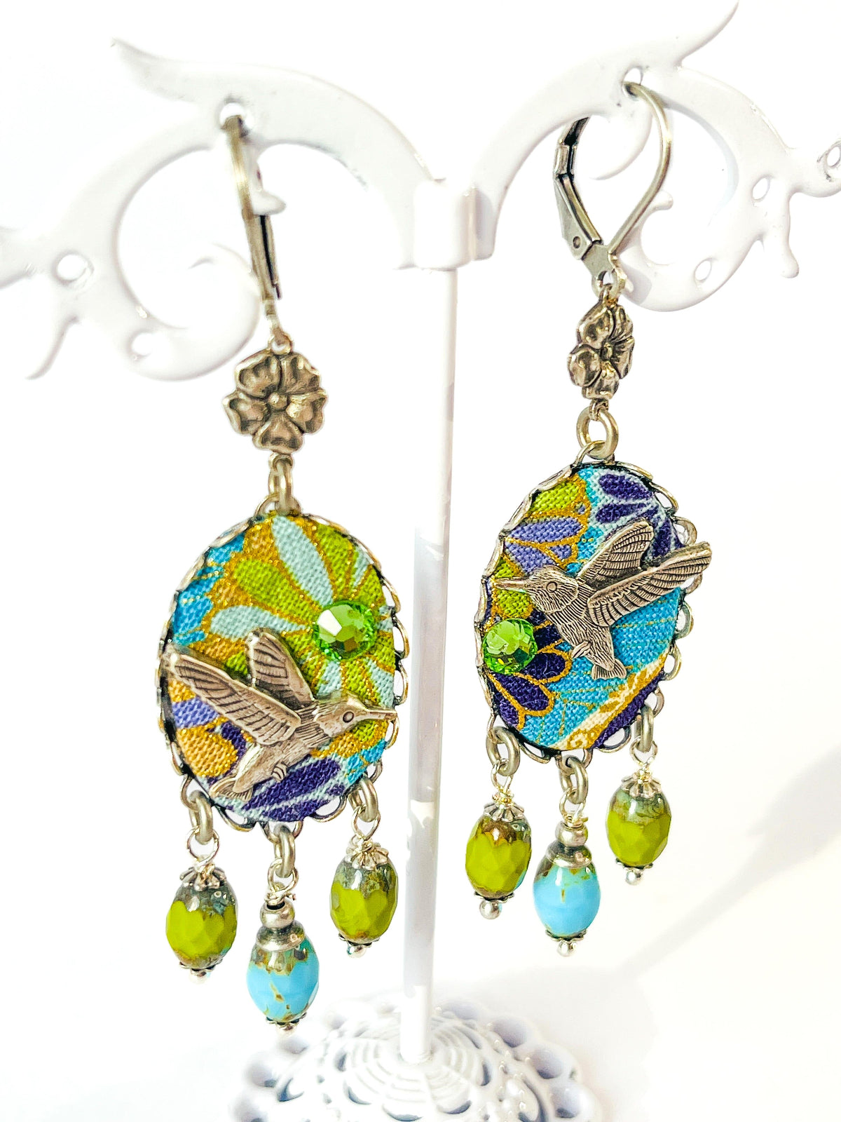 Pendientes Colibrí Florido - Nueva Colección Poema Textil