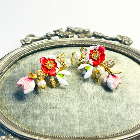 Pendientes Flores de Éleboro Escarchadas