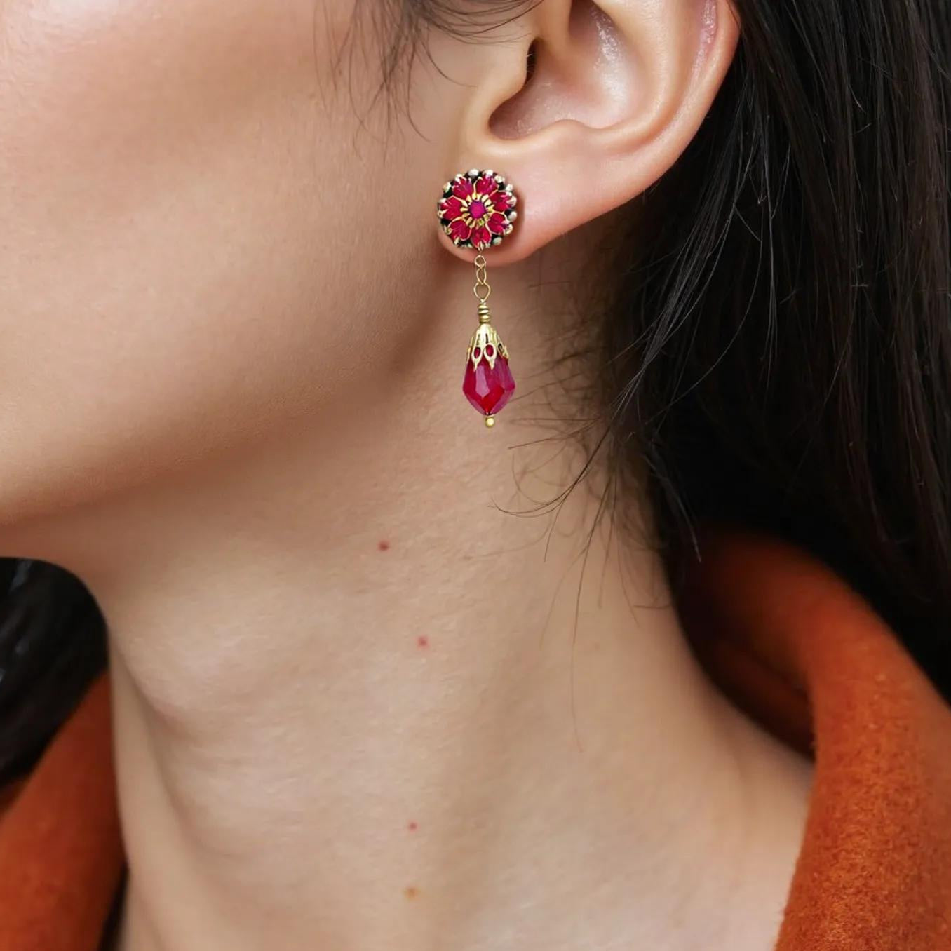 Pendientes Lágrima Rojos Vintage