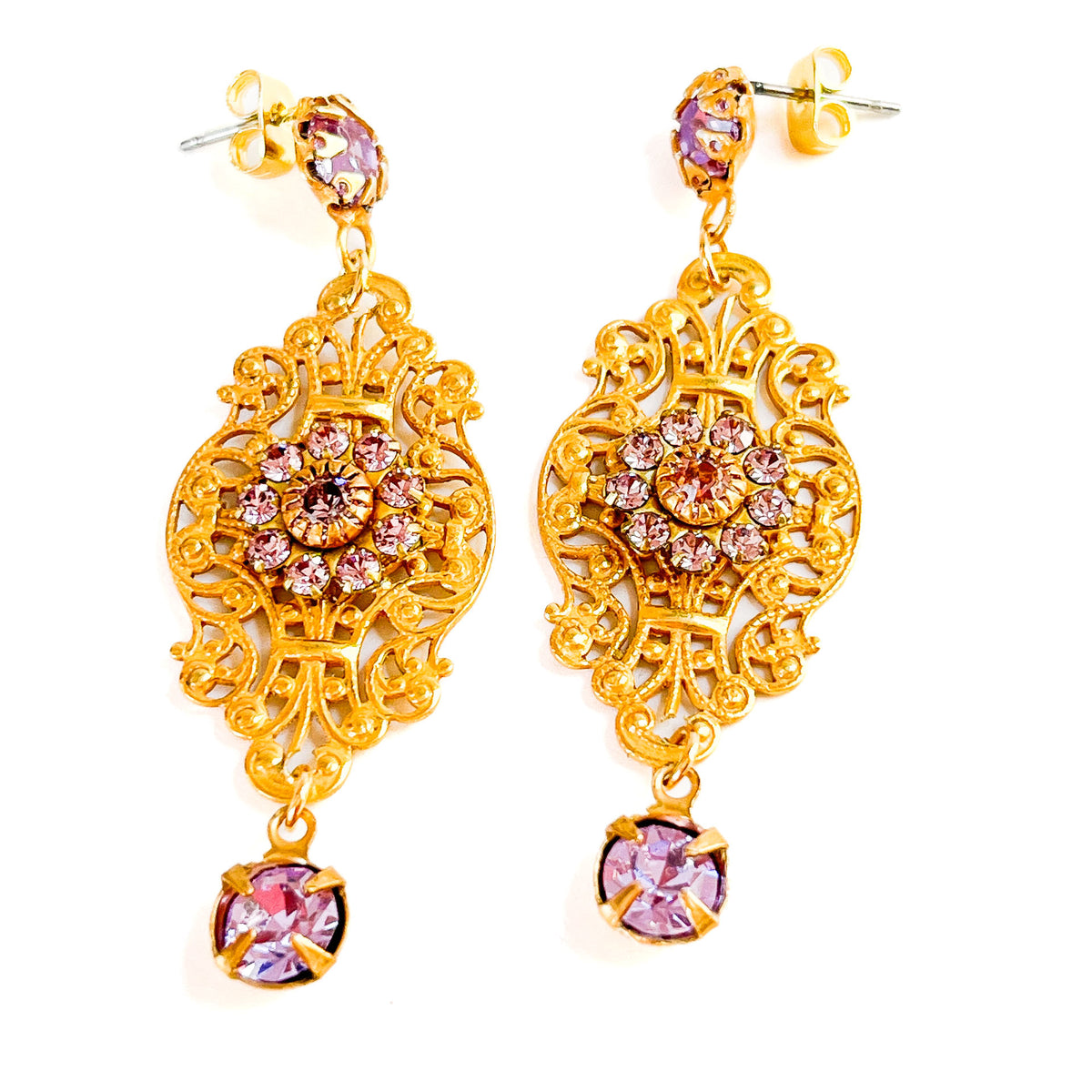 Aros Filigrana Rosa Antigua