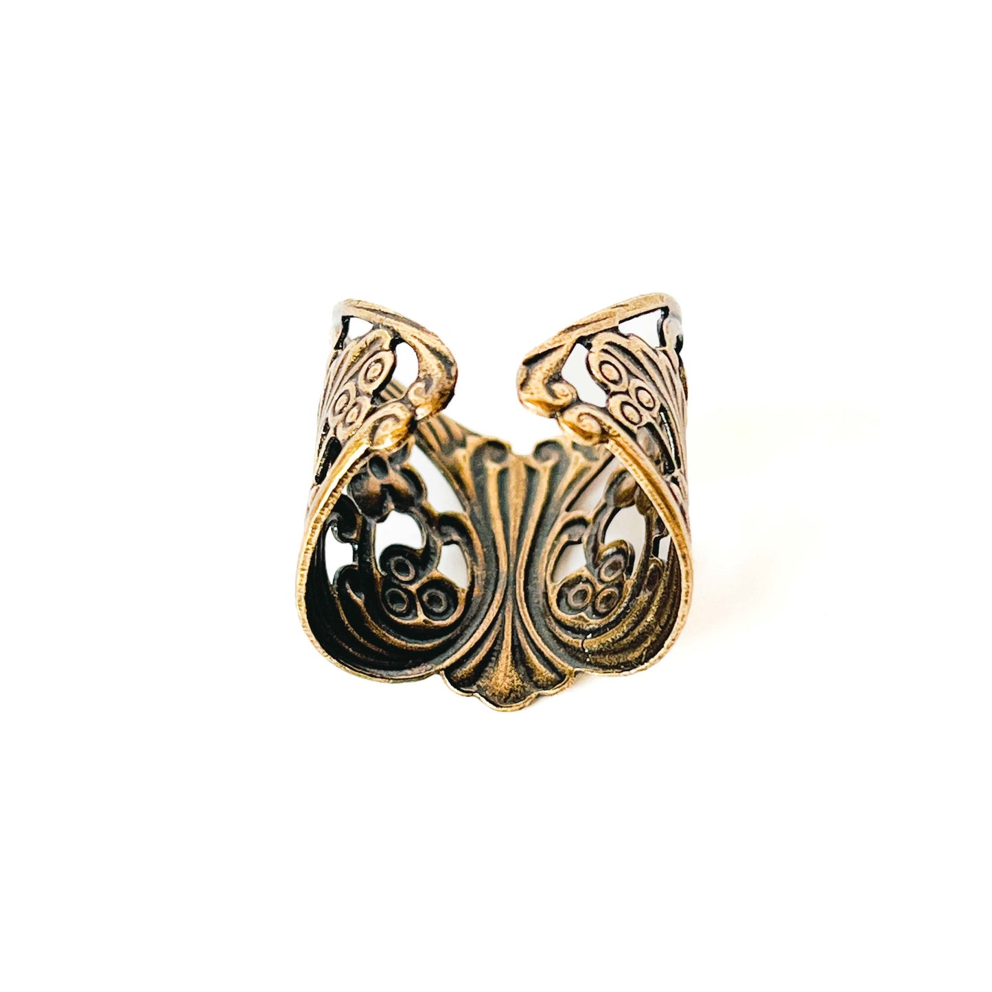 Anillo Ajustable Art Nouveau en Bronce Envejecido