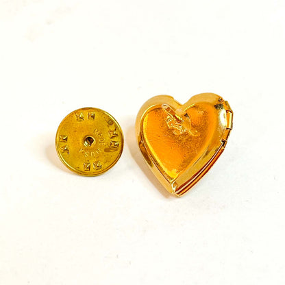 Prendedor Pin de Relicario Corazón Dorado