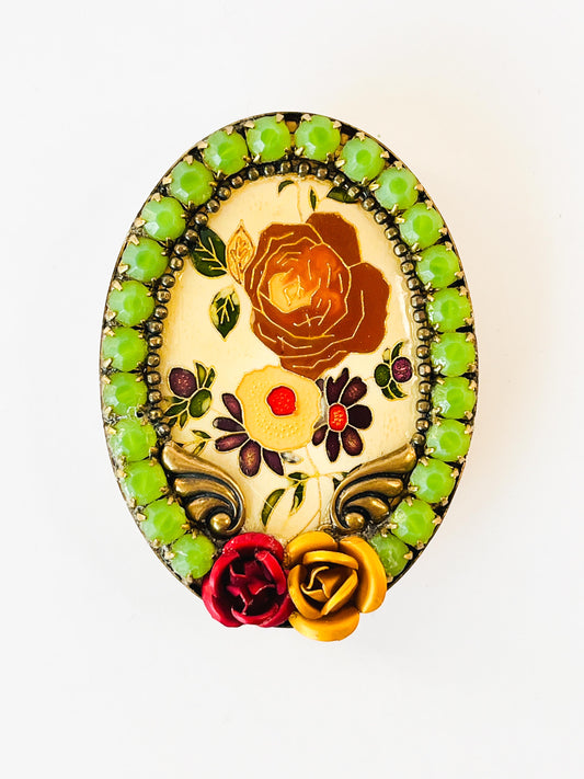 Broche Camafeo Floral Vintage Esmaltado - Éclat de Terre –