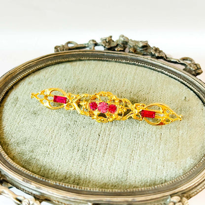 Prendedor Dorado con cristales Swarovski | Broche vintage