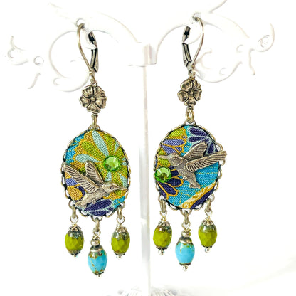 Pendientes Colibrí Florido - Nueva Colección Poema Textil