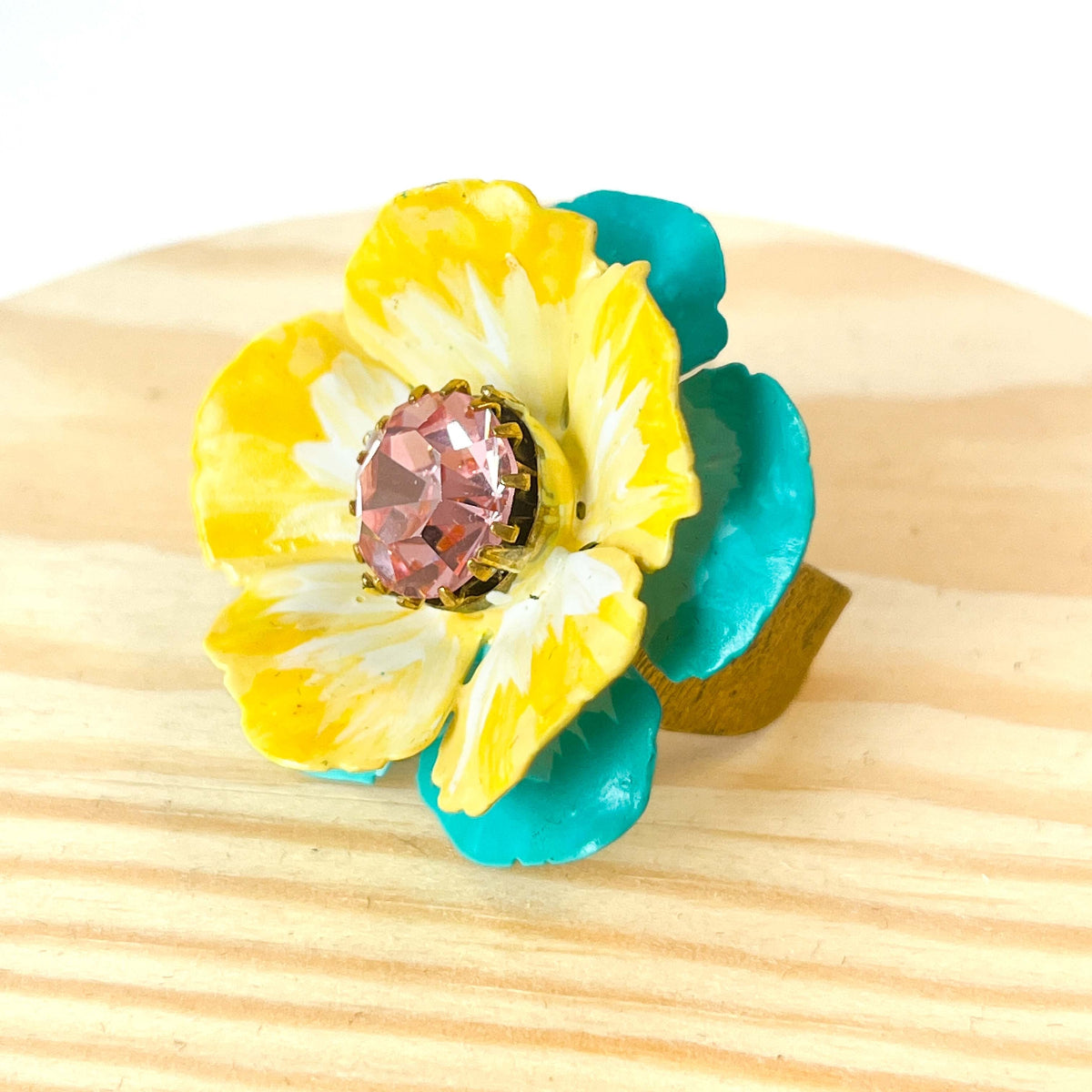 Anillo Flor Imperial Amarillo -Ajustable-
