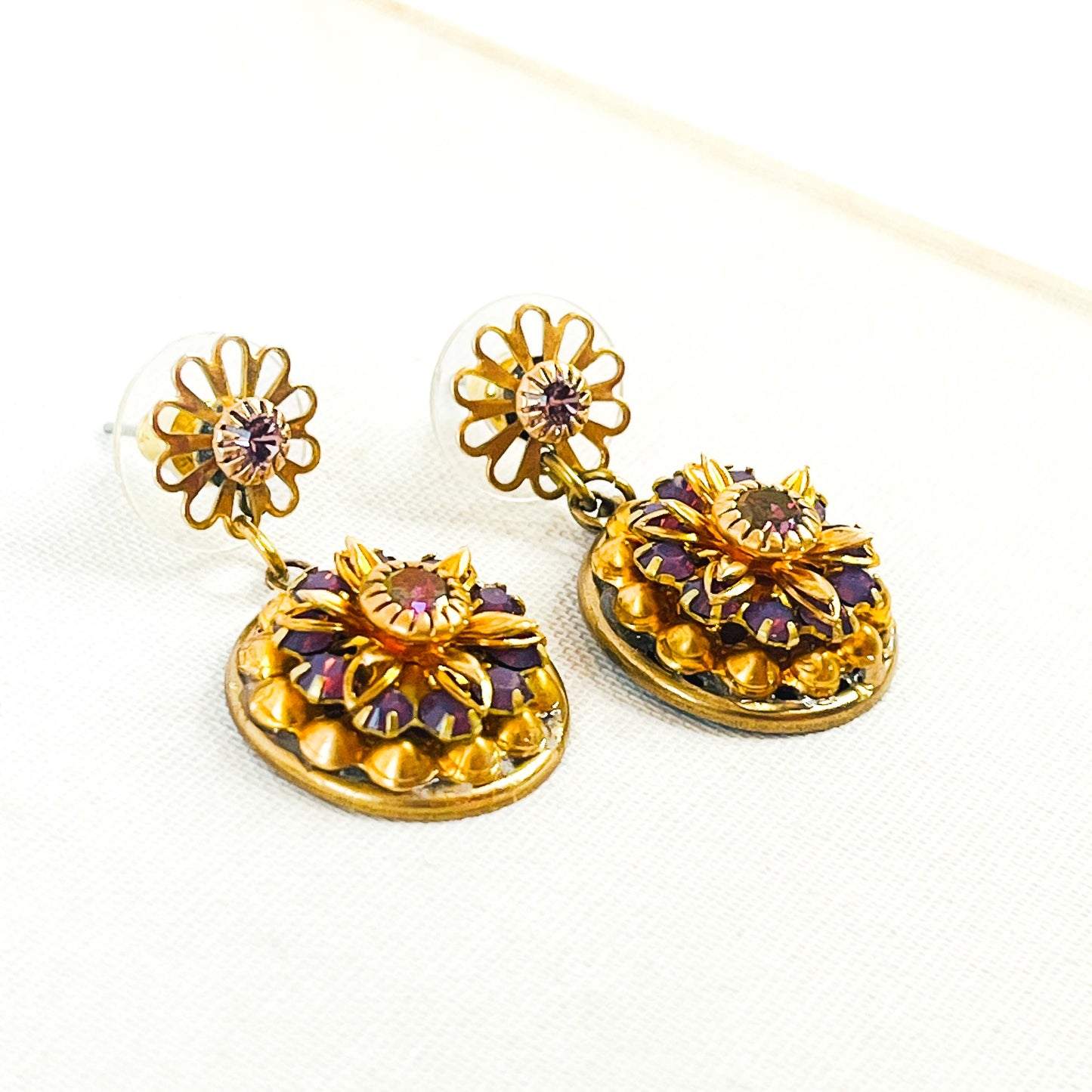 Pendientes Colgante Ópalo Violeta en Flor