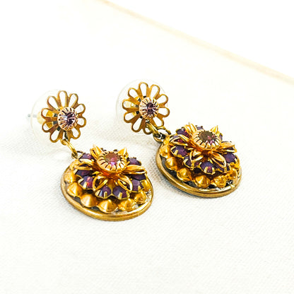 Pendientes Colgante Ópalo Violeta en Flor