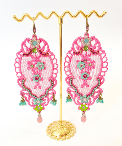 Maxi Pendientes Jardín Étereo Rosa Chicle