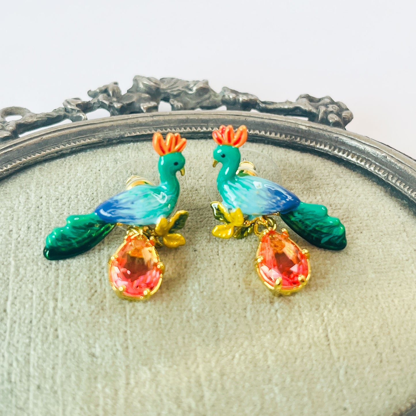 Pendientes Pavo Real y Cristal Facetado