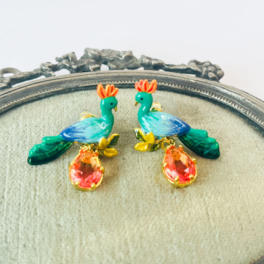 Pendientes Pavo Real y Cristal Facetado