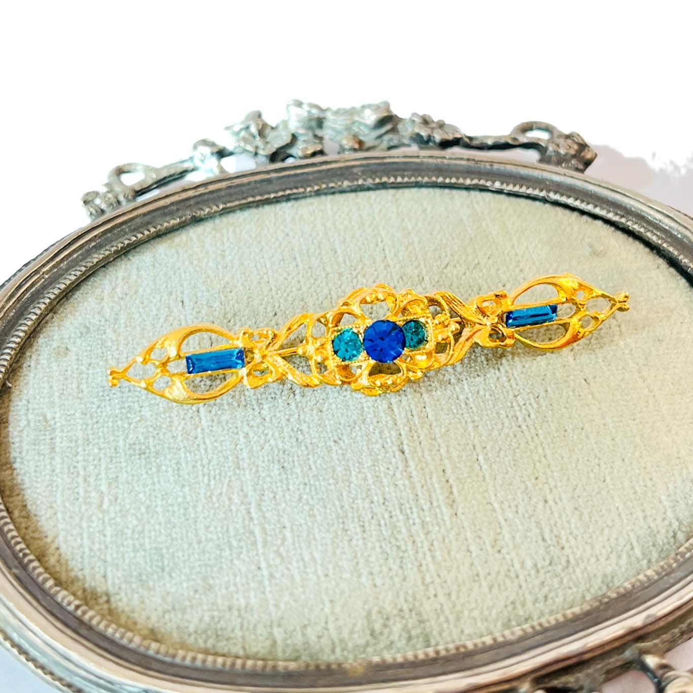 Prendedor Dorado con cristales Swarovski | Broche vintage