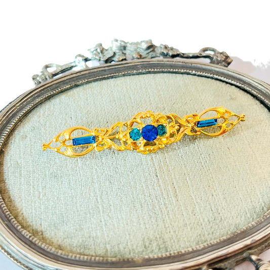 Prendedor Dorado con cristales Swarovski | Broche vintage