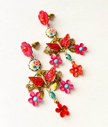 Papillon Rouge – Pendientes de Mariposas y Flores Esmaltadas