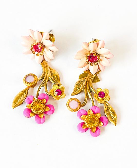 Pendientes Ramita Floral con Cristales Swarovski