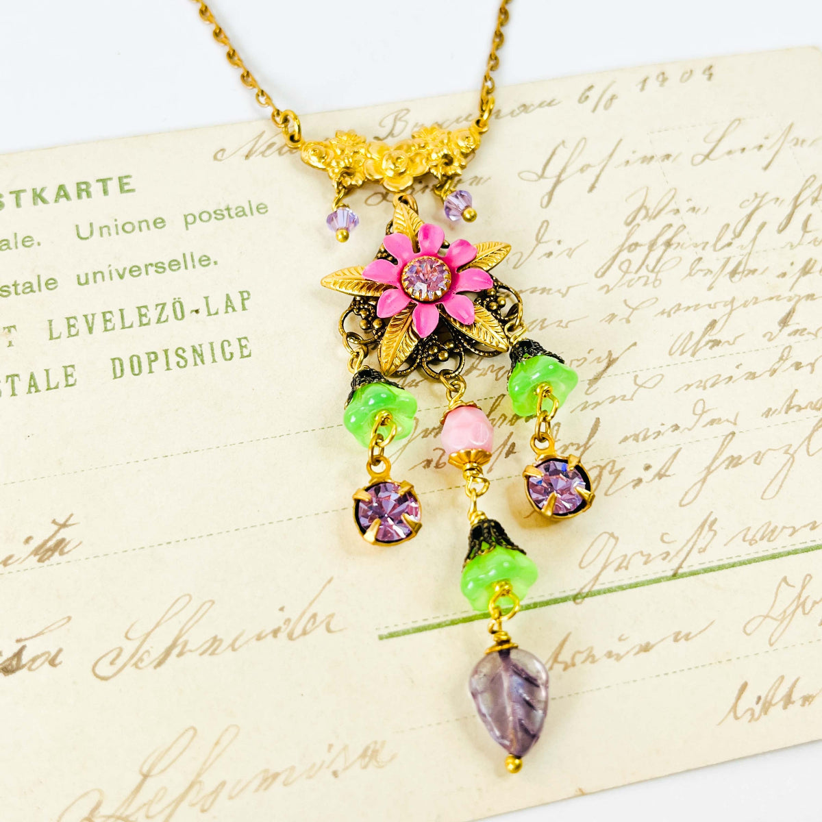 Collar Colgante Floral Jardín Turmalina