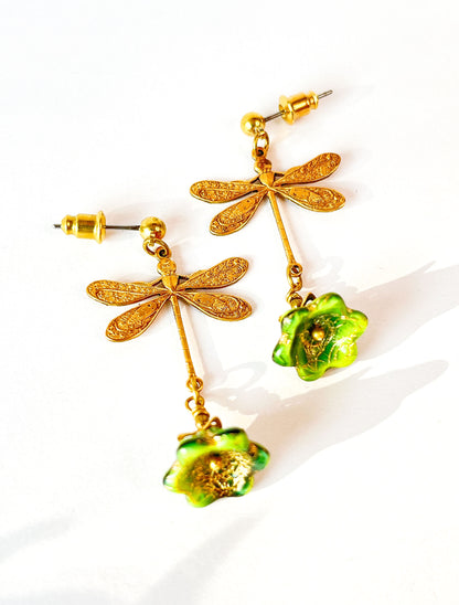 Pendientes Libélula Verde