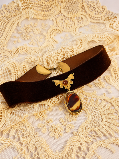 Choker Victoriano de Terciopelo y Ágata Chocolate