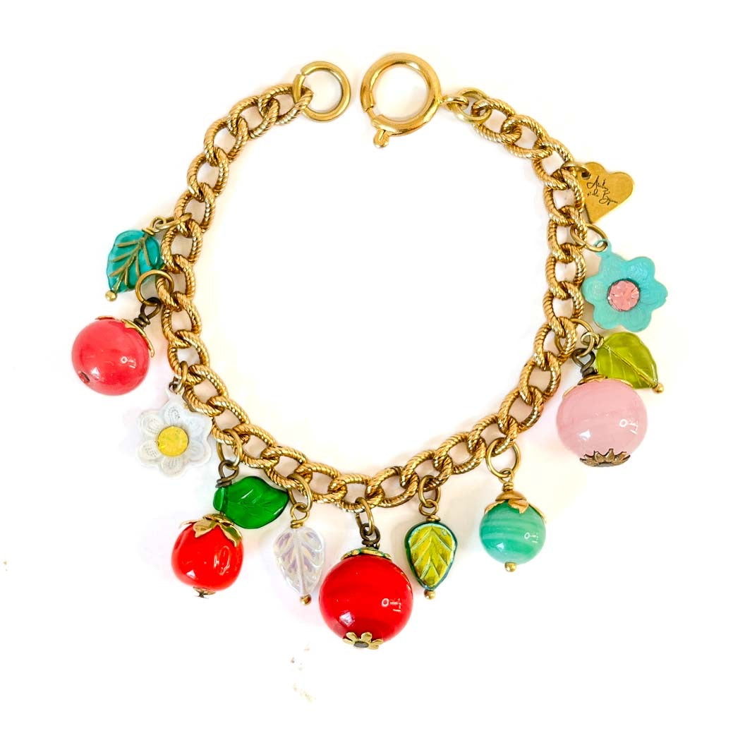 Brazalete Frutas y Flores Vintage con Charms