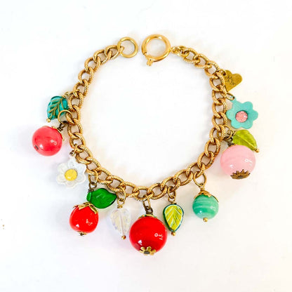 Brazalete Frutas y Flores Vintage con Charms