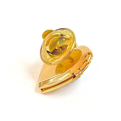 Prendedor Pin de Relicario Corazón Dorado