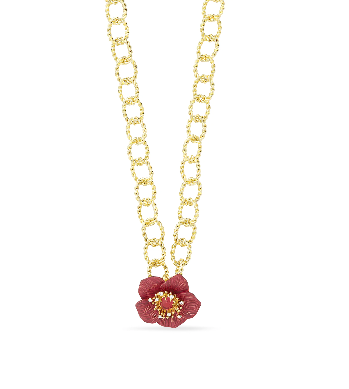 Collar Colgante Flor Eléboro Roja Les Nereides