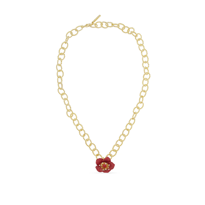 Collar Colgante Flor Eléboro Roja Les Nereides