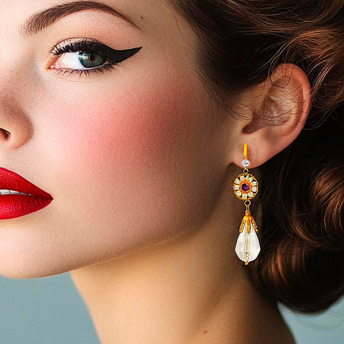 Aros Lágrima Le fleur Antique - Inspiración Bridgerton