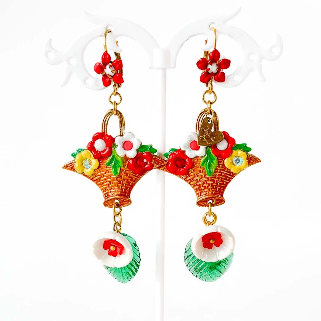 Aros Pendientes Canastas Florales Vintage