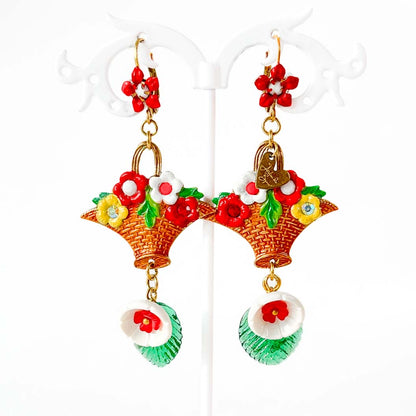 Aros Pendientes Canastas Florales Vintage
