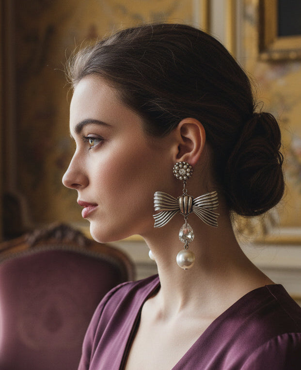 Aros lazo plateado estilo vintage