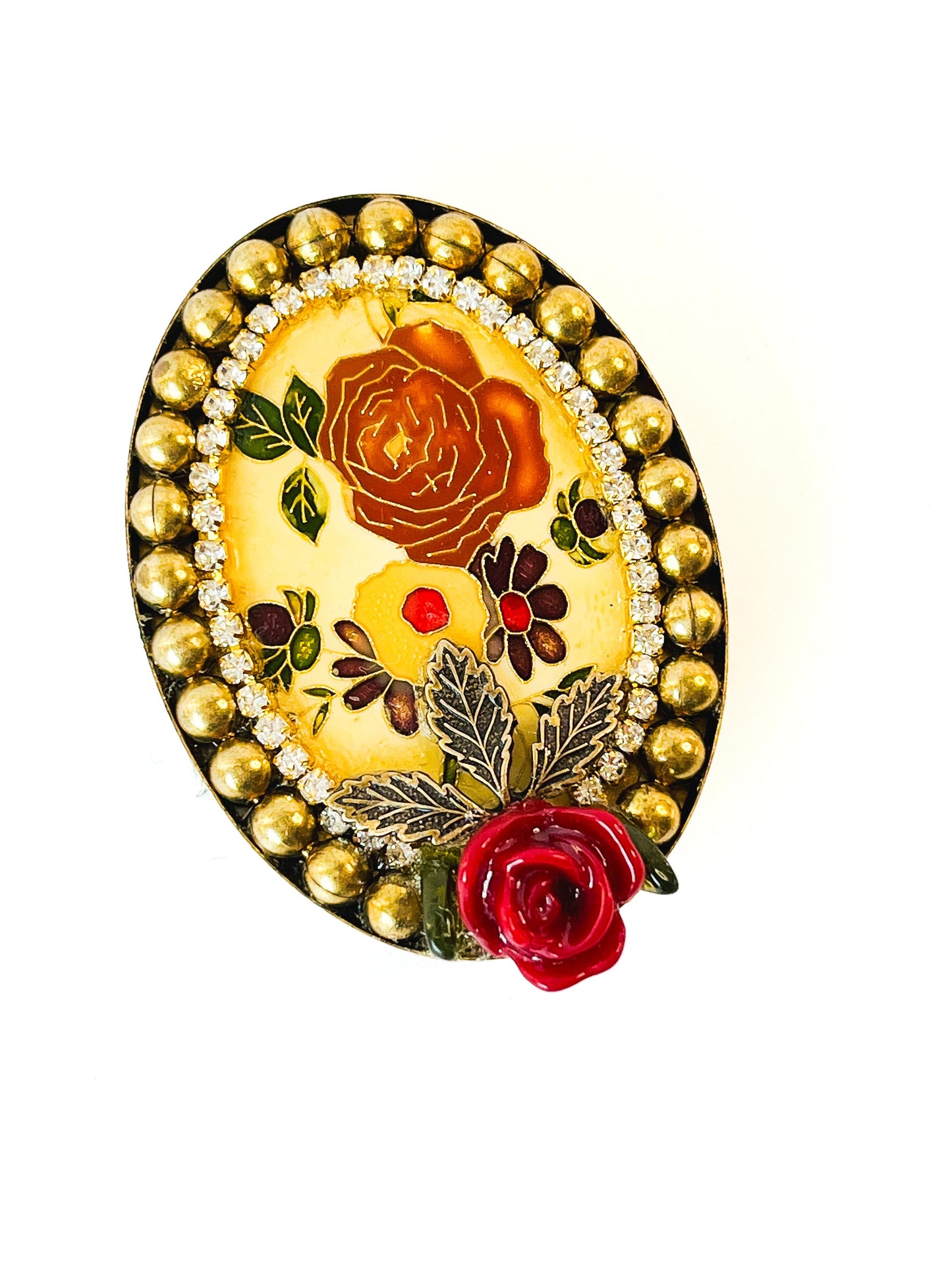 Éclat de Terre  – Broche Camafeo Floral Vintage Esmaltado