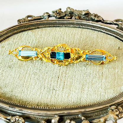 Prendedor Dorado con cristales Swarovski | Broche vintage